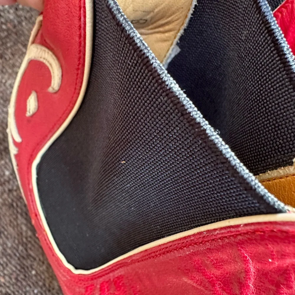 Old Gringo Red and Cream Ankle Boots - Picture 4 of 6